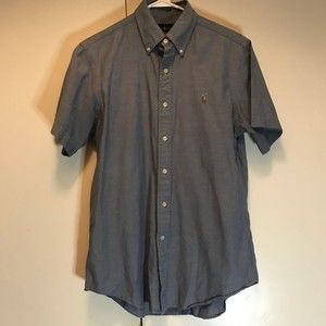 Polo Ralph Lauren Blue Men's Chambray Short Sleeve Button Down Shirt Medium